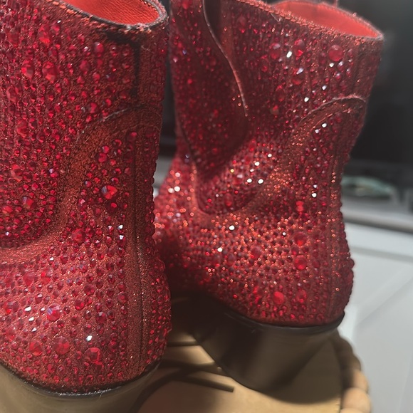 Jessica Simpson RED Glitter boots size 7 - Picture 9 of 12